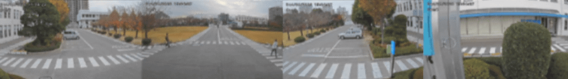 4眼マルチセンサーAIカメラの360°画角映像