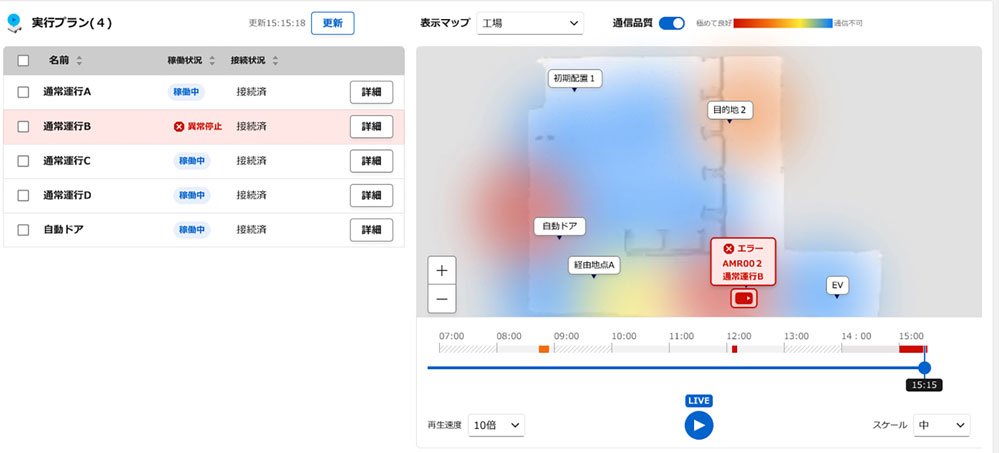 例：無線強度ヒートマップ画面