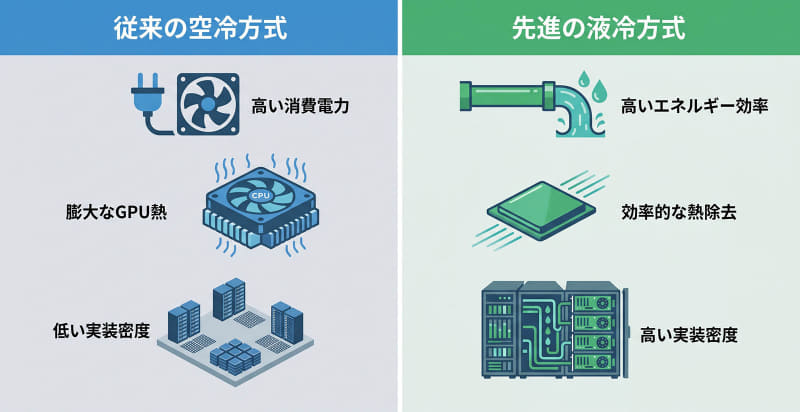図1：水冷技術がAIサーバーの消費電力、熱、実装密度の課題を解消するカギに