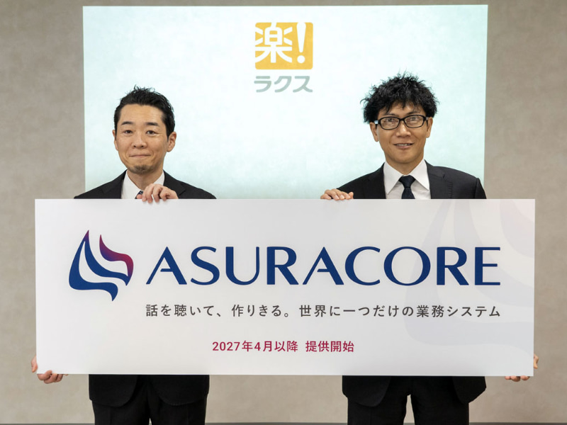 株式会社ラクス 代表取締役社長の中村崇則氏（右）、株式会社ラクス 取締役 兼 CAIOの本松慎一郎氏（左）