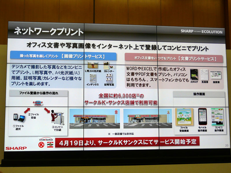 オフィス文書などをコンビニエンスストアの複合機でプリントアウトできるネットワークプリントサービス