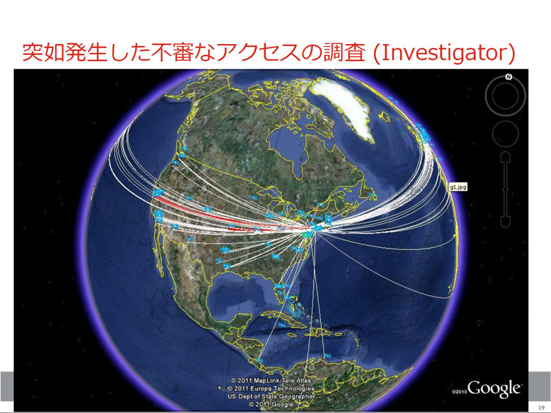 不審なアクセスの発信源や経路も視覚的に