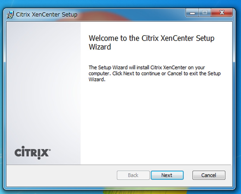 XenCenter Installerを選択して、XenCenterをインストールする