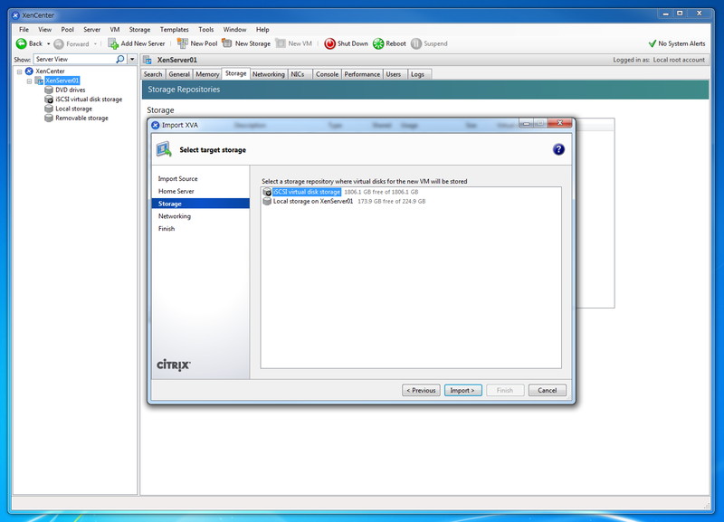 使用するストレージを指定。今回は、iSCSIドライブを指定
