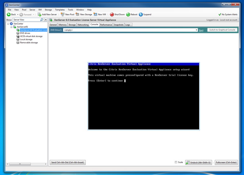 XenServer 6.02 Evaluation Licenseという仮想アプライアンスを起動する