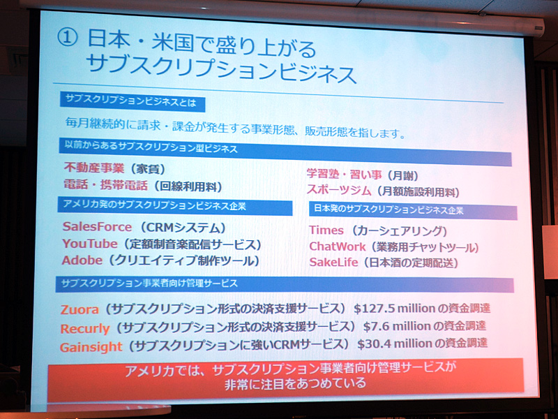 米国でサブスクリプション型ビジネスが注目されているという