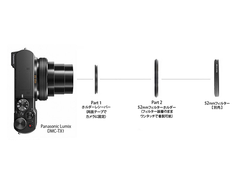 1型ズームコンパクト「LUMIX TX1」用のフィルターアダプター