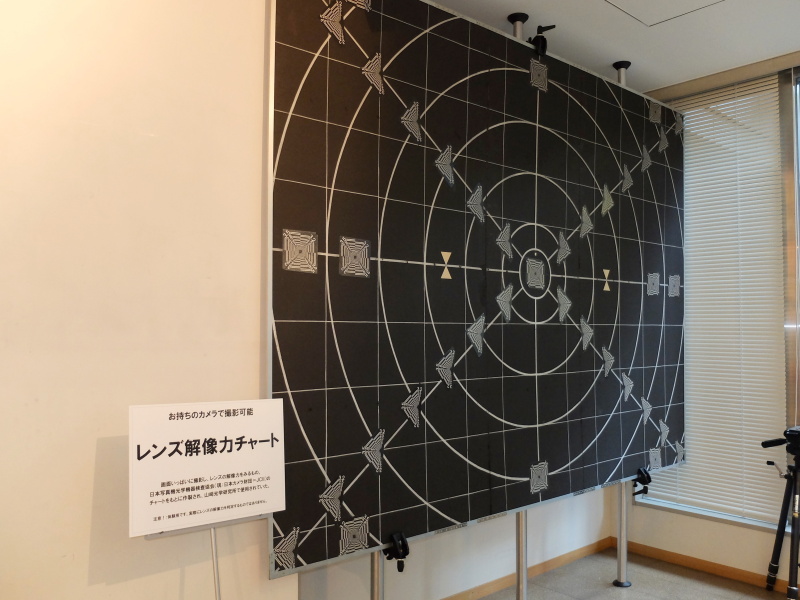 体験用として「レンズ解像力チャート」を展示。持参のカメラで試せる