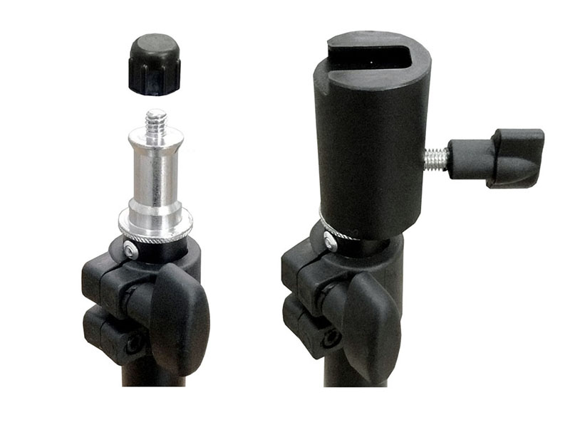 カメラネジとシューの2タイプの取り付けに対応