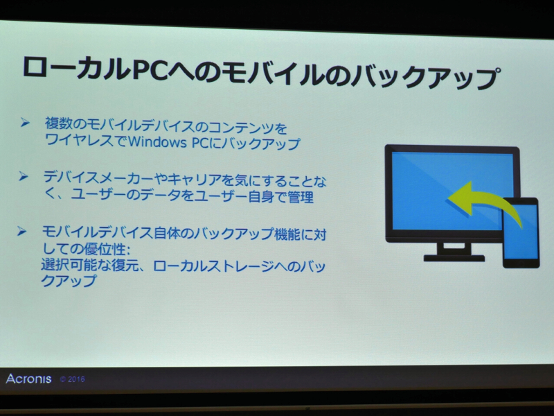 モバイル端末のバックアップ機能