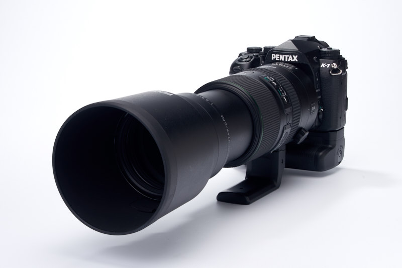 450mmの状態で付属のメタルフードをつけた姿