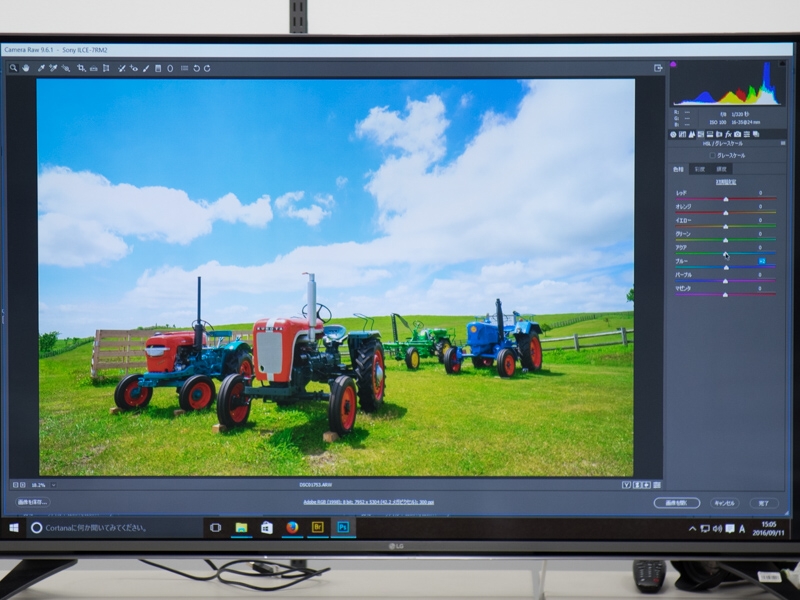 色相は画像の中の色成分を操作する調整項目