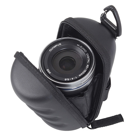 レンズ型カメラにも対応する、交換レンズ用セミハードケース