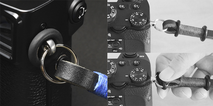 金具の接触とキズを防ぐOリングストラップバンパーを付属する