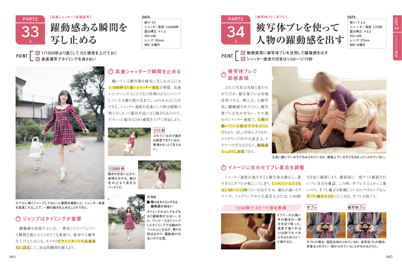 撮影テクニック101+の中身。シャッタースピードによる表現など、基礎から丁寧に解説してます