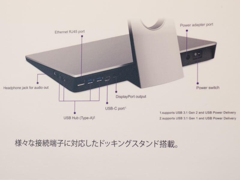 MacBookなどのUSB 3.1ポートと接続し、出力のハブとしても動作するベース部分