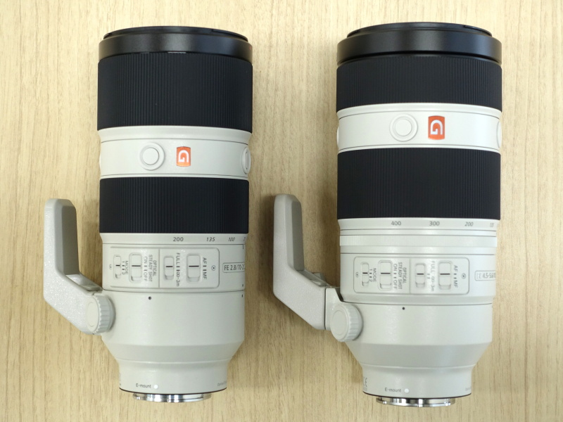 左からFE 70-200mm F2.8 GM OSS、FE 100-400mm F4.5-5.6 GM OSS