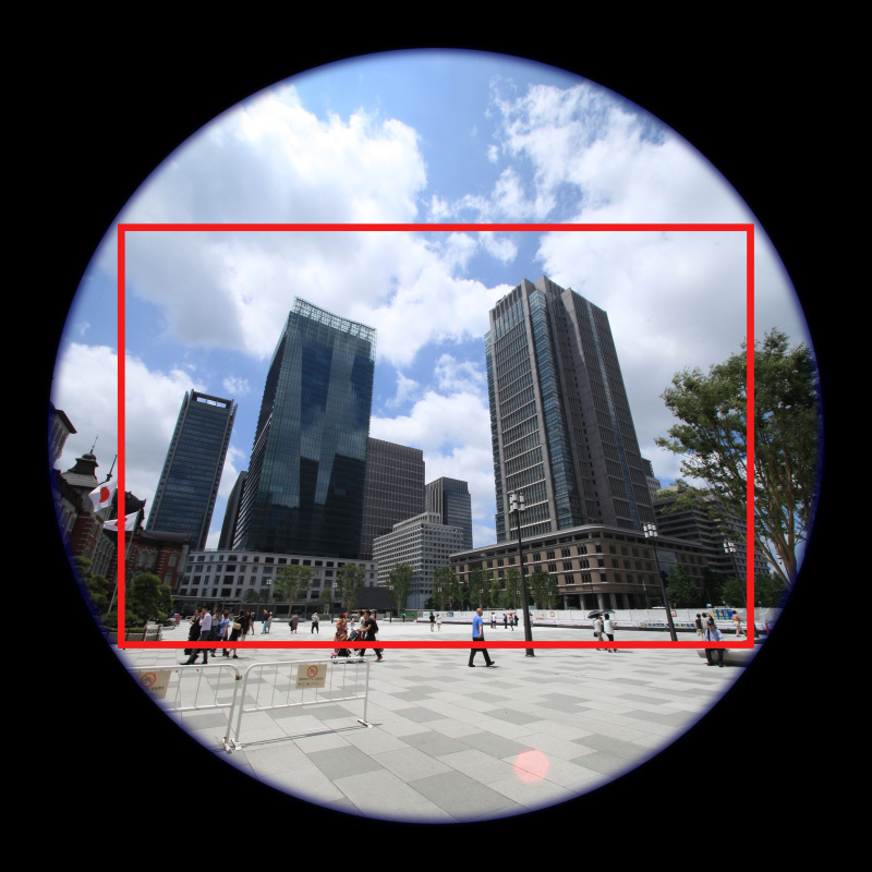 一般レンズのイメージサークル　見上げ