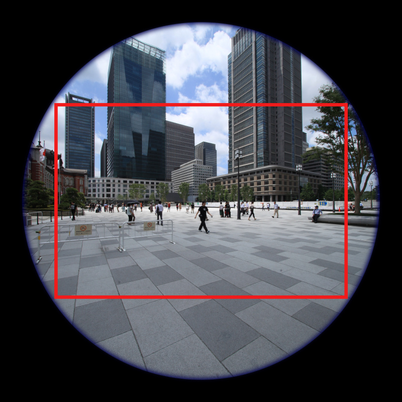 一般レンズのイメージサークル　水平