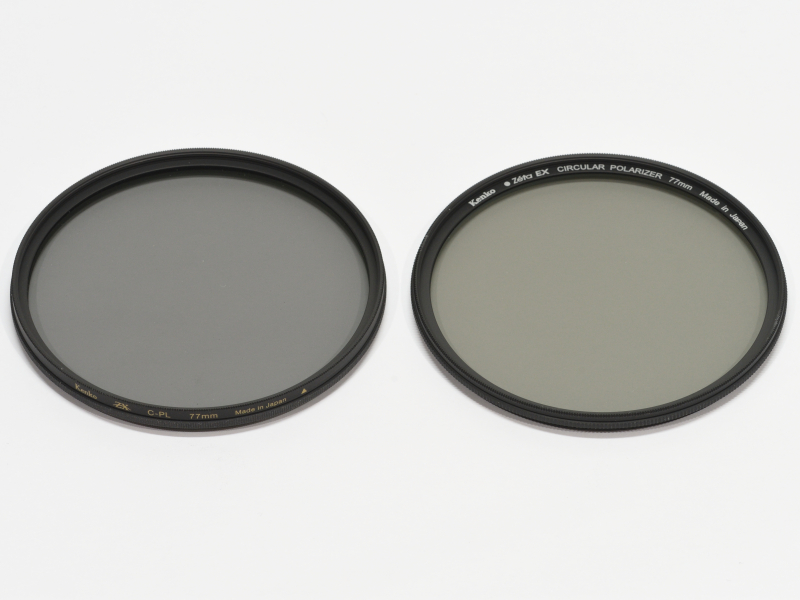 左：ZX C-PLフィルター、右：従来の高透過型PLフィルター