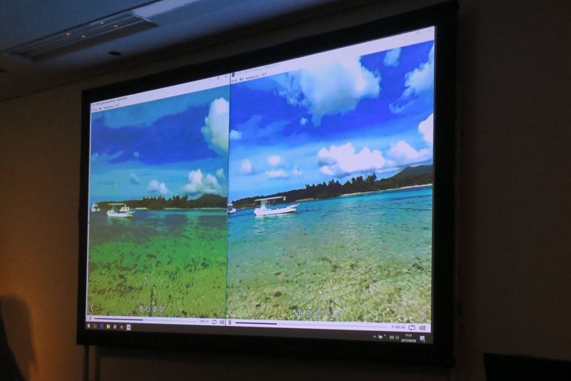 従来のTHETA S（左）とTHETA V（右）との比較。