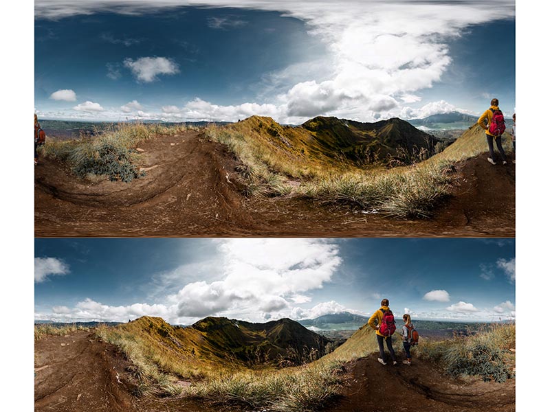 見ごとに補正できた（下）。