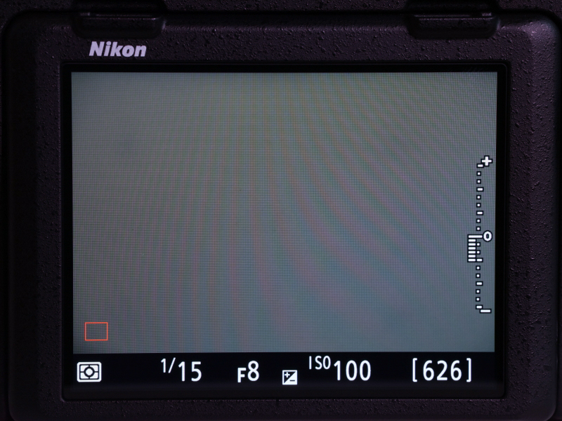 ライブビューでフォーカス枠を最も端に移動したところ