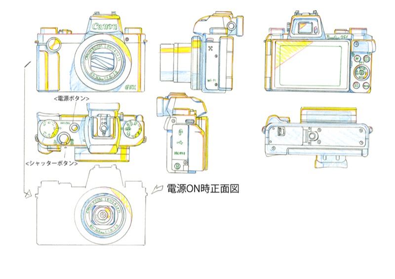 アニメーションに登場するPowerShot G5 Xの設定資料