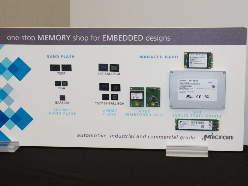Micronは自社のメモリ製品を展示。