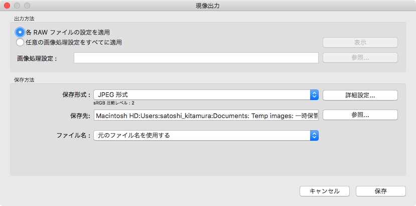 「Viewer」の現像出力ダイアログ。一括処理でやれば、PCの前に張り付いていなくてもいいのでらくちんだ。