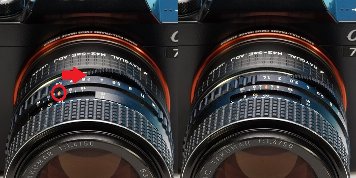 調節例（レンズ指標を上部へ）