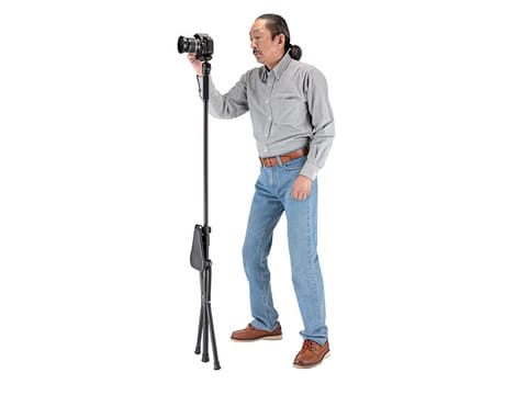 椅子に座りながら三脚撮影 三脚と椅子が一体化した「チェアーポッド