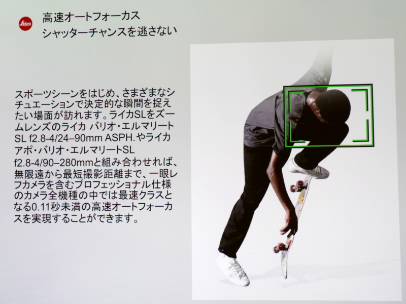 ライカSLの高速性能をアピール。
