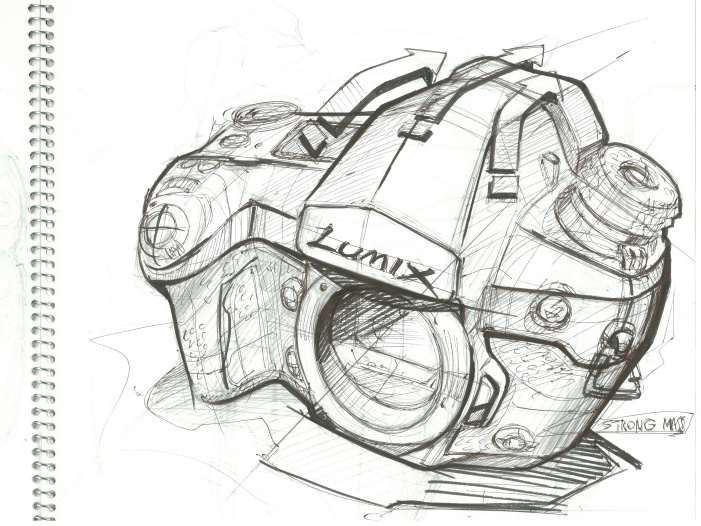 ファインダー頭頂部のデザインスケッチ。