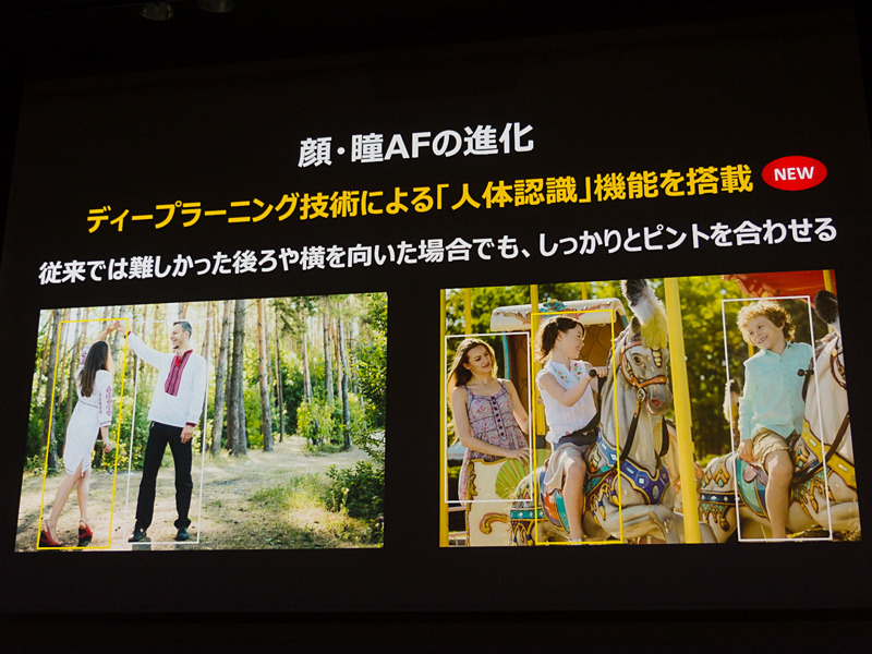 人体認識のイメージ。顔が認識できない場合に自動で機能する。（2017年11月の製品発表会より）