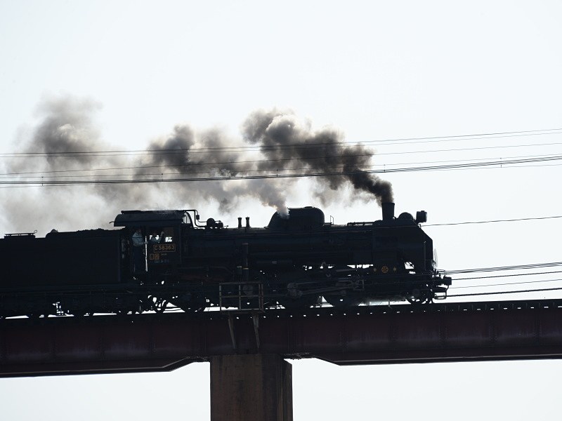 長い汽笛を鳴らしながら、SLパレオエクスプレスがやってきた。