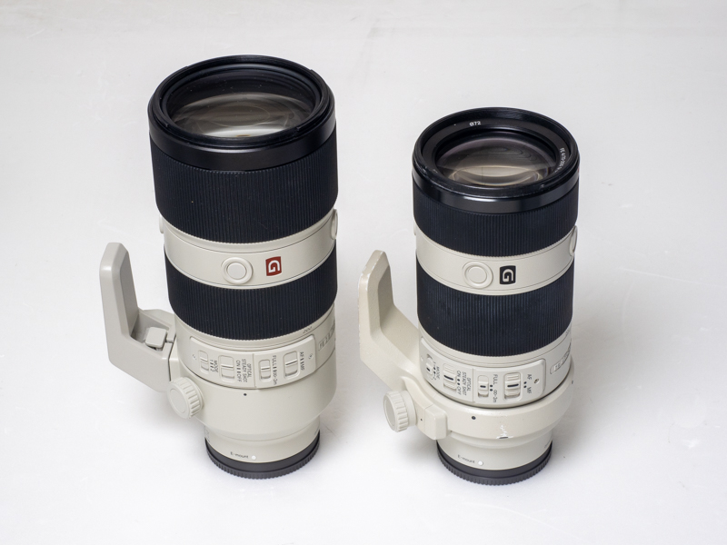 左からFE 70-200mm F2.8 GM OSS、FE 70-200mm F4 G OSS。
