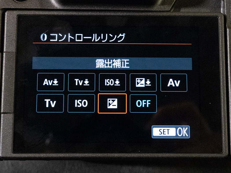 レンズもしくはマウントアダプターのコントロールリングの機能割り当て。