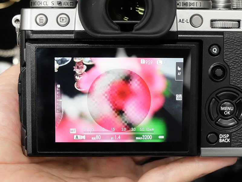 MF時の新アシスト機能「デジタルマイクロプリズム」。MF一眼レフカメラのマイクロプリズムスクリーンをデジタルで再現したという。