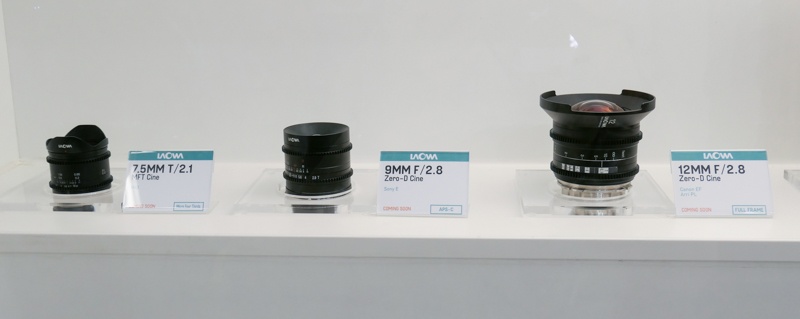 7.5mm T2.1 MFT Cine（マイクロフォーサーズ）、9mm f/2.8 Zero-D Cine（APS-CソニーE）、12mm f/2.8 Zero-D Cine（フルサイズのソニーE、PLマウント）はスチル用レンズがベース。