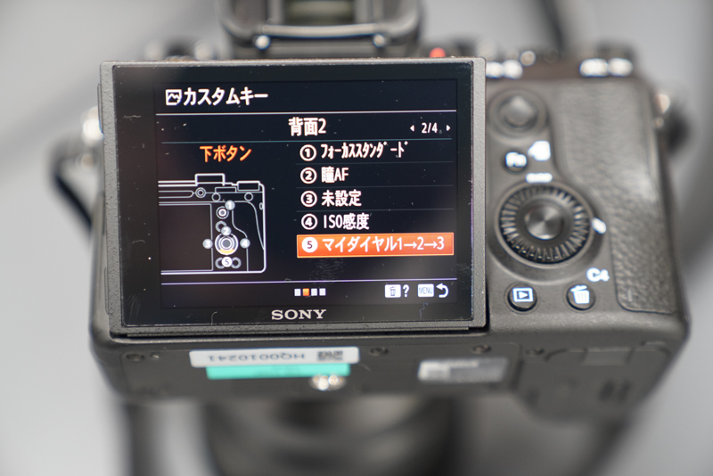 マイダイヤルセットの切り替えをボタンに割り当てたところ。