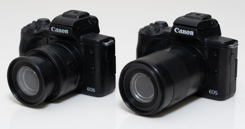 レンズはブラック・ホワイトともに「EF-M15-45mm F3.5-6.3 IS STM」と「EF-M55-200mm F4.5-6.3 IS STM」。