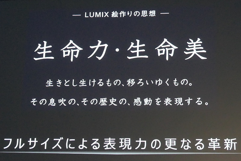 マイクロフォーサーズ機「LUMIX G9 Pro」で評価を得たという絵作り思想を継承し、フルサイズセンサーならではの階調特性を活かして発展。