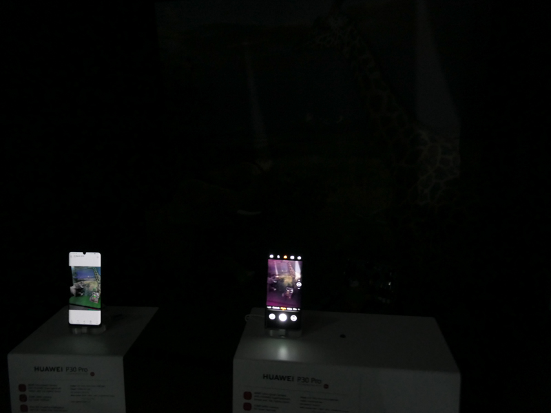 スマホの画面に露出を合わせると、奥に設置された被写体はほぼ見えない。