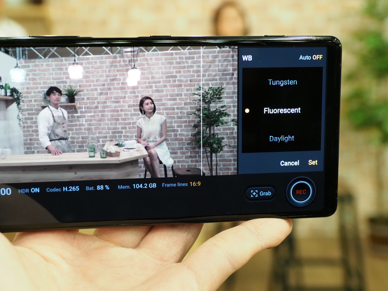 WB項目のひとつ「Fluorescent」。ほかに「Tangsten」や「Daylight」などがある。