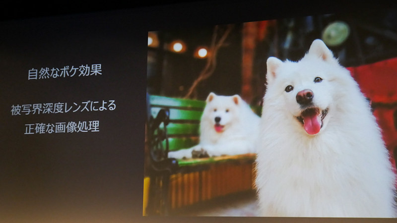 深度測定カメラを使ってボケ効果を与えられる。