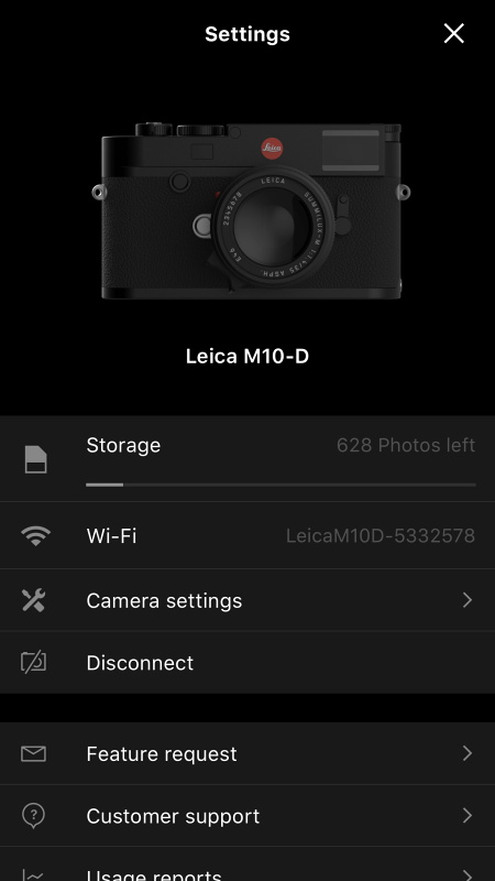 従来のライカM-Dは液晶モニターが無いことで設定がほとんど行えず、例えば画質モードもRAWだけだったが、ライカM10-DではWi-Fi機能を搭載したことでスマホ上の「Leica FOTOS」アプリから詳細設定が行える。もちろん撮影画像の確認もできる。