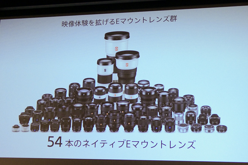 ソニーが提供するEマウントレンズは54本。