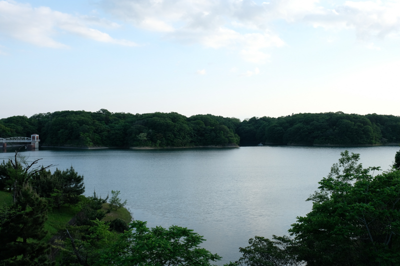 多摩湖（村山貯水池）は、西側の村山上貯水池と東側の村山下貯水地のふたつから成る。これは上貯水池<br><span class="fnt-85">X-H1 / XF16-55mmF2.8 R LM WR / 24.2mm（36mm相当） / 絞り優先AE（1/80秒・F9.0・+1.0EV） / ISO 200</span>
