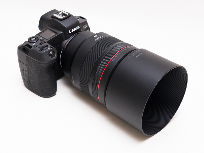 ロック機構を設けた付属の専用レンズフードET-89を装着した。造りもしっかりしており遮光性も充分だ